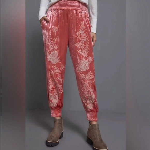 Anthropologie Pants - Anthropologie Rosie Embroidered Velvet Joggers Sz M Bohemian Festival Hippie